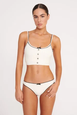 STAUD Bikinis<ABBY SWIM TOP IVORY BLACK