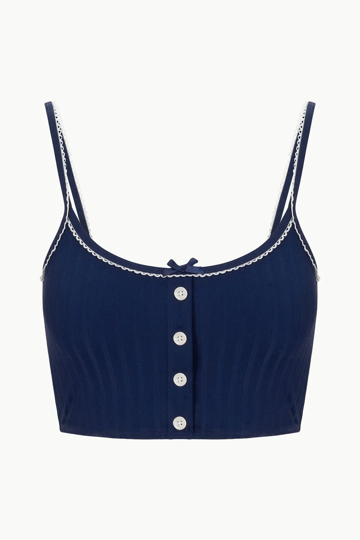 STAUD Bikinis<ABBY SWIM TOP NAVY WHITE