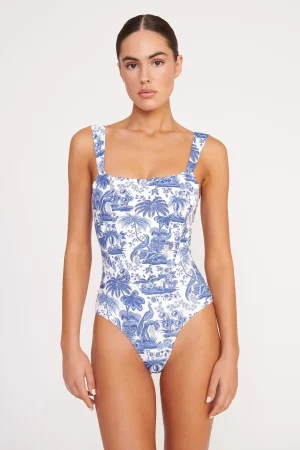 STAUD One Pieces<ADELAIDE ONE PIECE BLUE TOILE