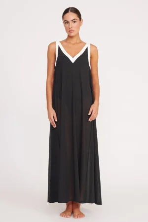 STAUD Cover-Ups<AVELINE COVERUP DRESS BLACK WHITE