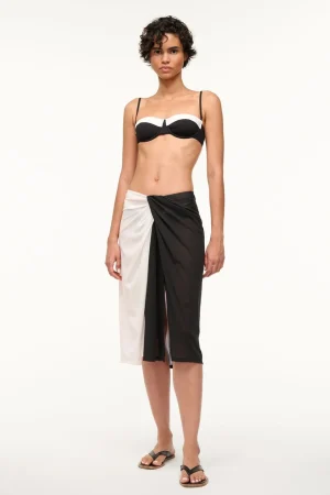 STAUD Cover-Ups<AZALEA COVERUP SKIRT WHITE BLACK