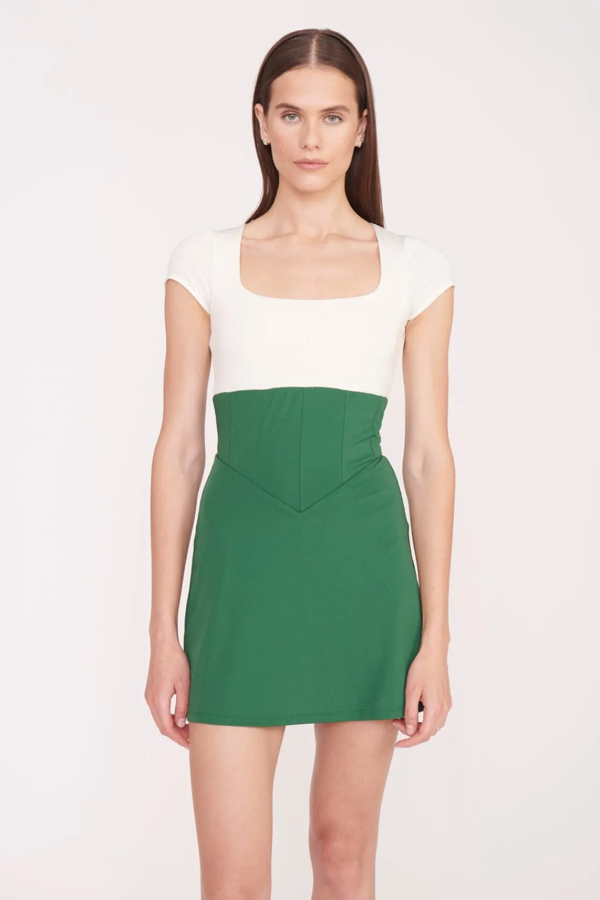 STAUD STAUD Court | Dresses<BACKSPIN DRESS COURT GREEN IVORY