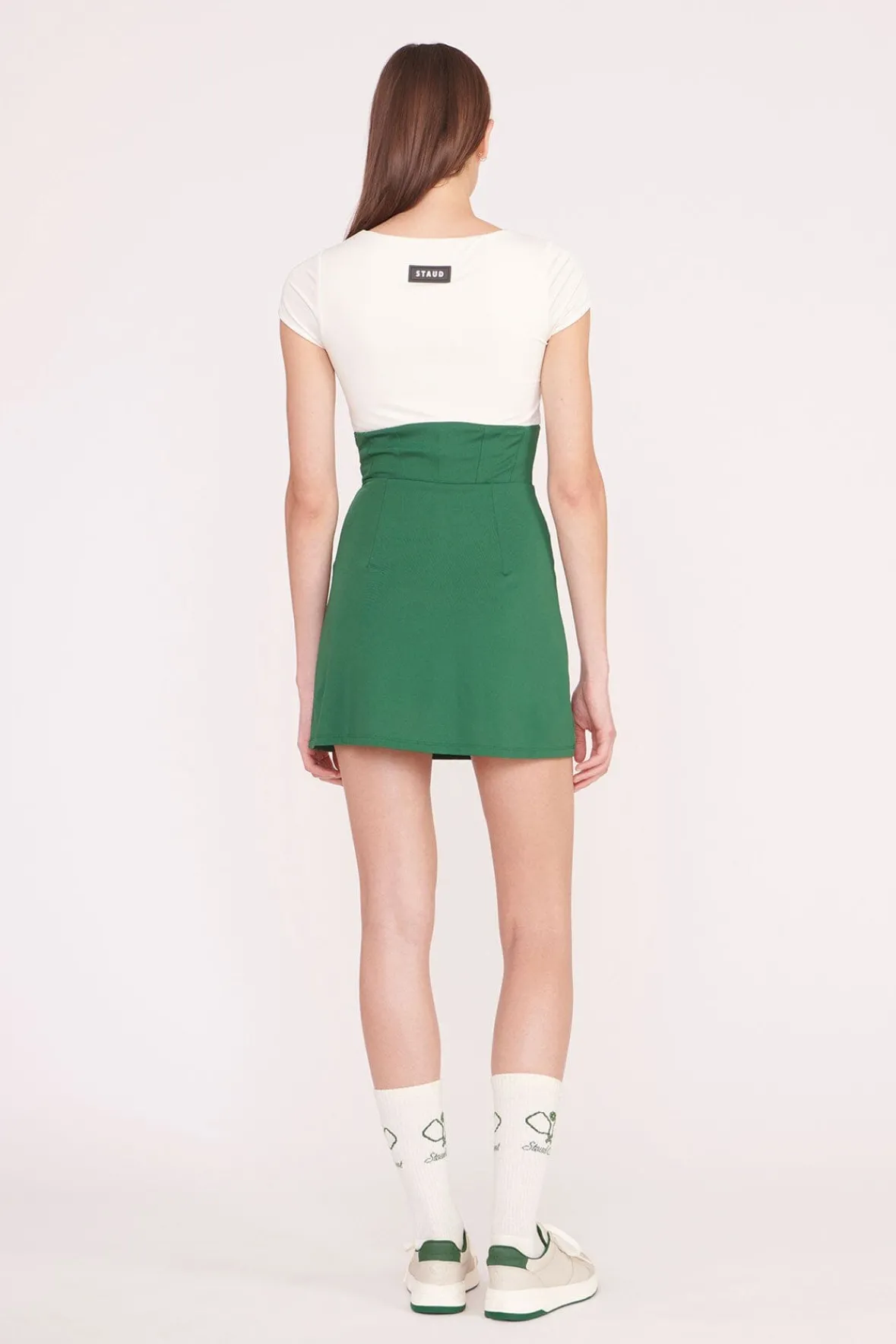 STAUD STAUD Court | Dresses<BACKSPIN DRESS COURT GREEN IVORY