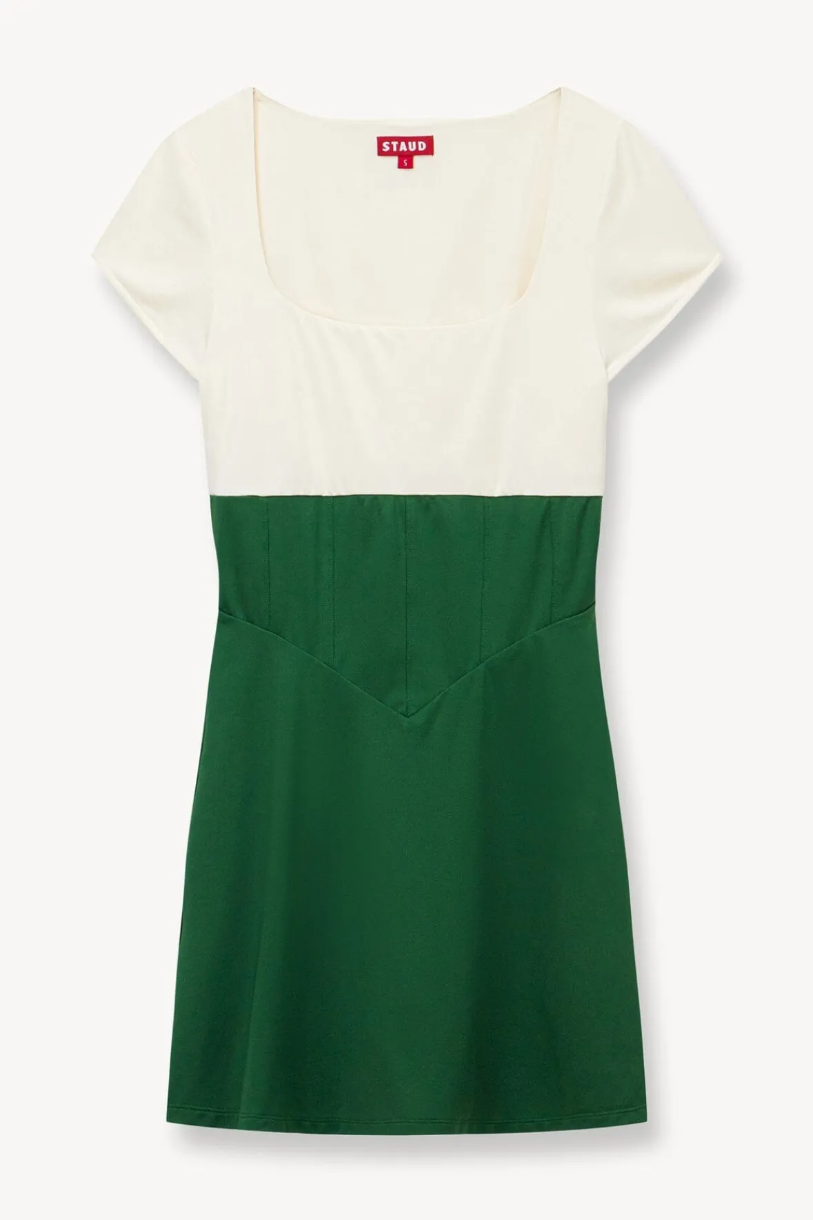 STAUD STAUD Court | Dresses<BACKSPIN DRESS COURT GREEN IVORY