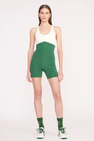 STAUD STAUD Court<BOUNCE SHORT UNITARD  COURT GREEN IVORY