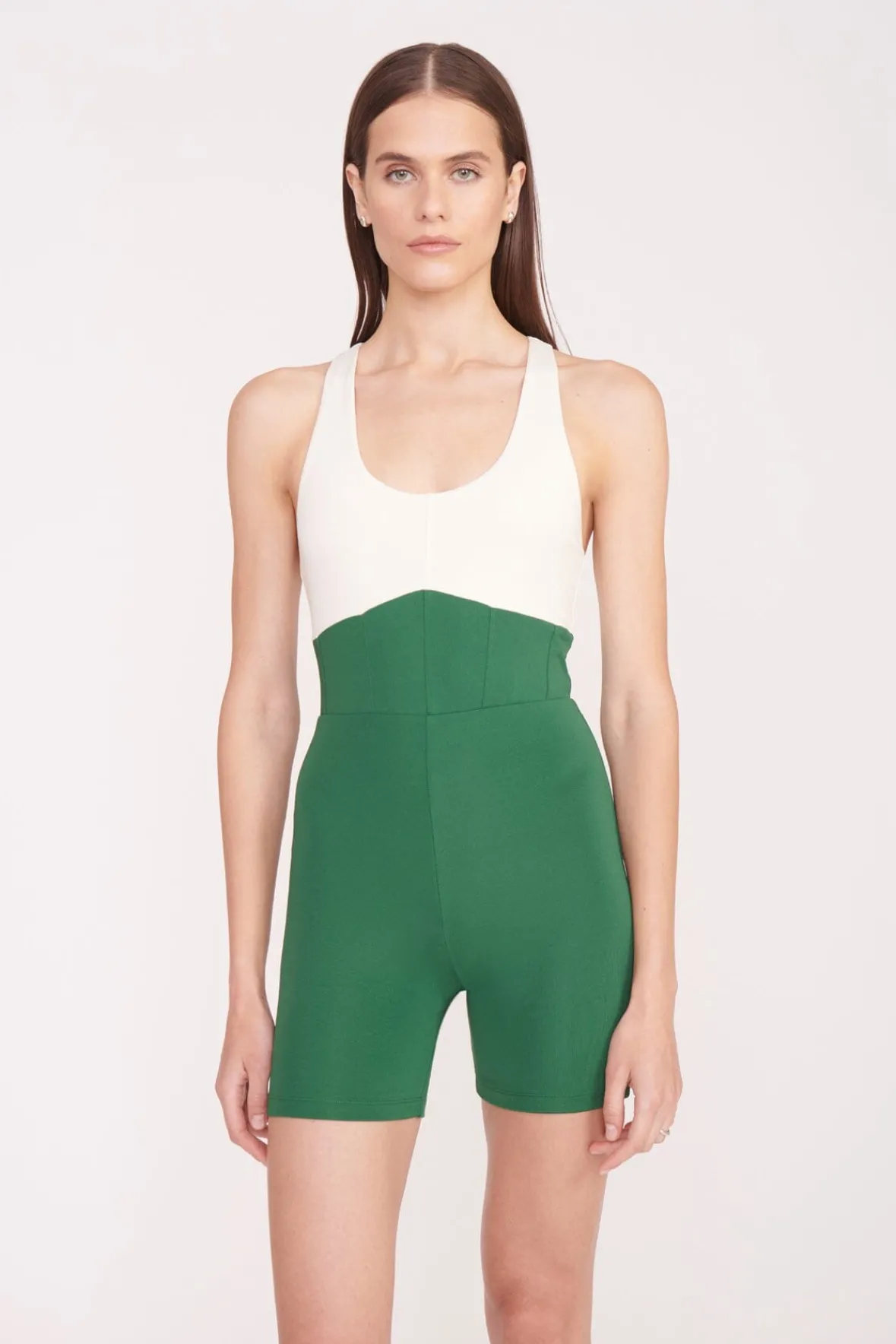 STAUD STAUD Court<BOUNCE SHORT UNITARD COURT GREEN IVORY