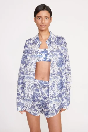 STAUD Cover-Ups<BOYANA SHORT BLUE TOILE