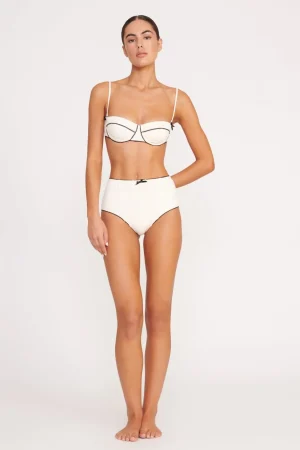 STAUD Bikinis<BRENTON HIGH RISE BIKINI BOTTOM IVORY BLACK