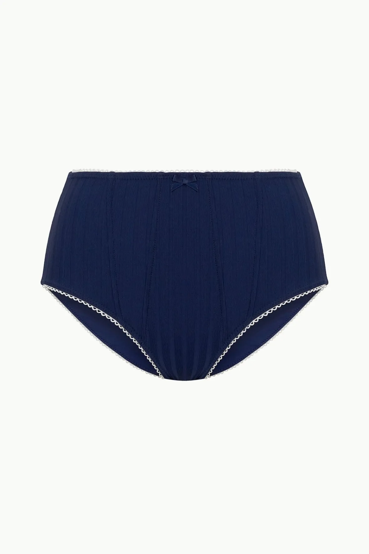 STAUD Bikinis<BRENTON HIGH RISE BIKINI BOTTOM NAVY WHITE
