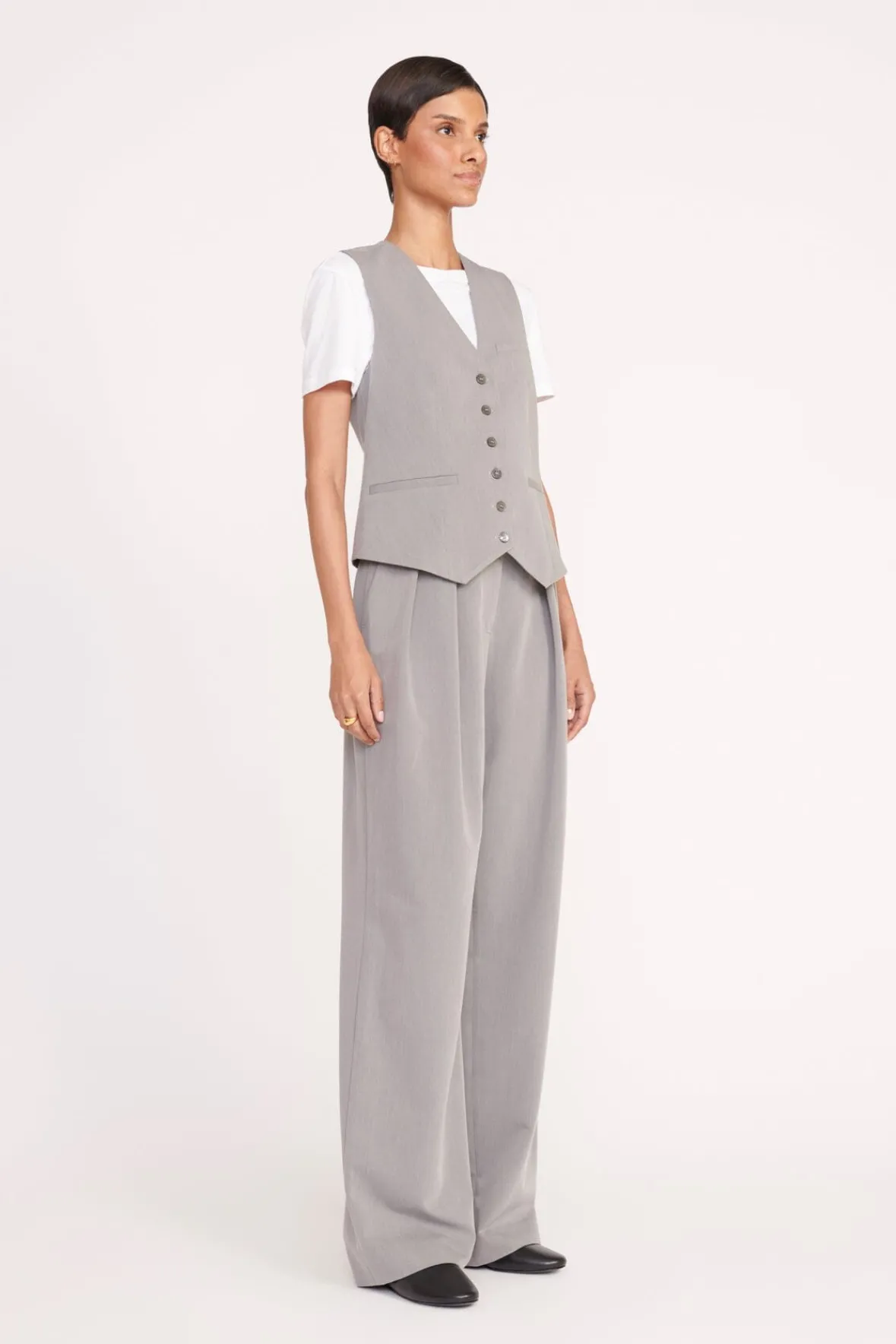STAUD Best Sellers | Essentials<BRETT VEST HEATHER GREY