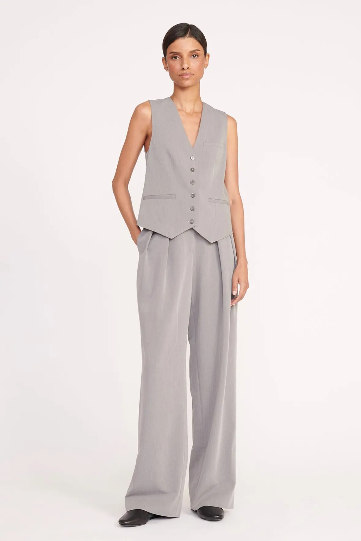 STAUD Best Sellers | Essentials<BRETT VEST HEATHER GREY