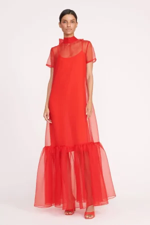 STAUD Dresses<CALLUNA DRESS  RED ROSE