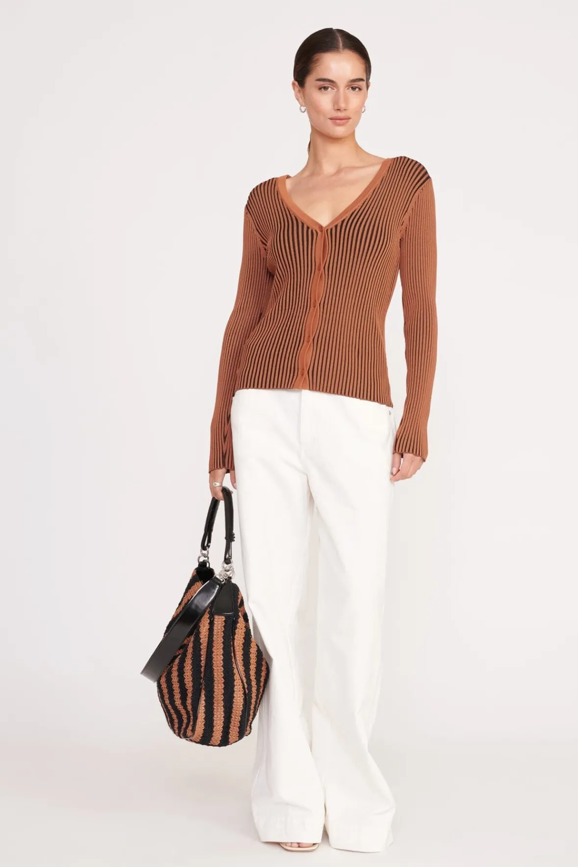STAUD Best Sellers | Knits<CARGO SWEATER BLACK TAN
