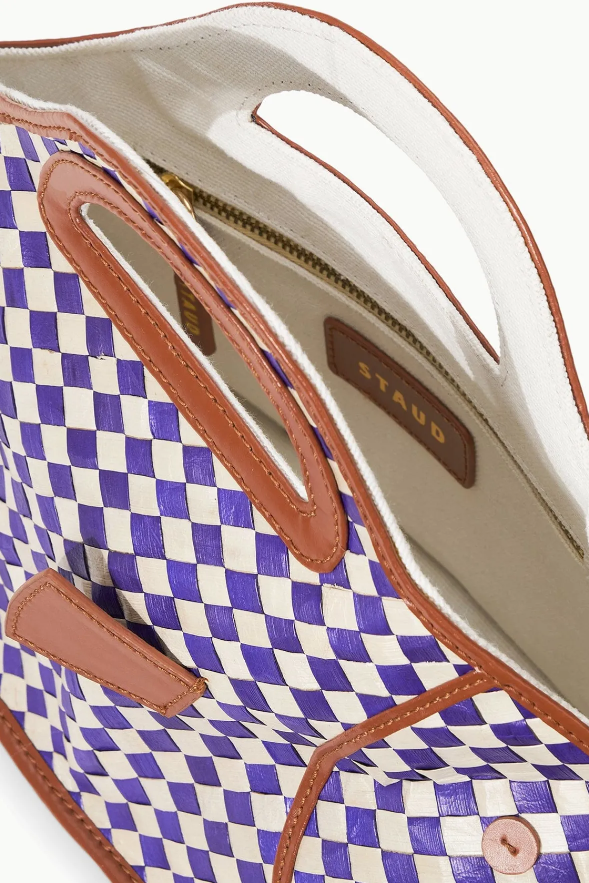 STAUD Clutches<CLEO FISH BASKET BAG COCONUT CHECK