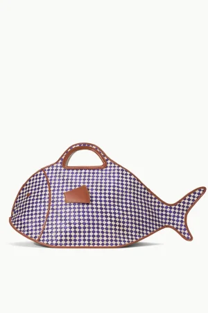 STAUD Totes<CLEO FISH BASKET TOTE COCONUT CHECK