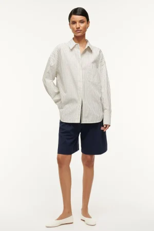 STAUD Spring Suiting | Poplin Shop<COLTON SHIRT IVORY MICRO STRIPE