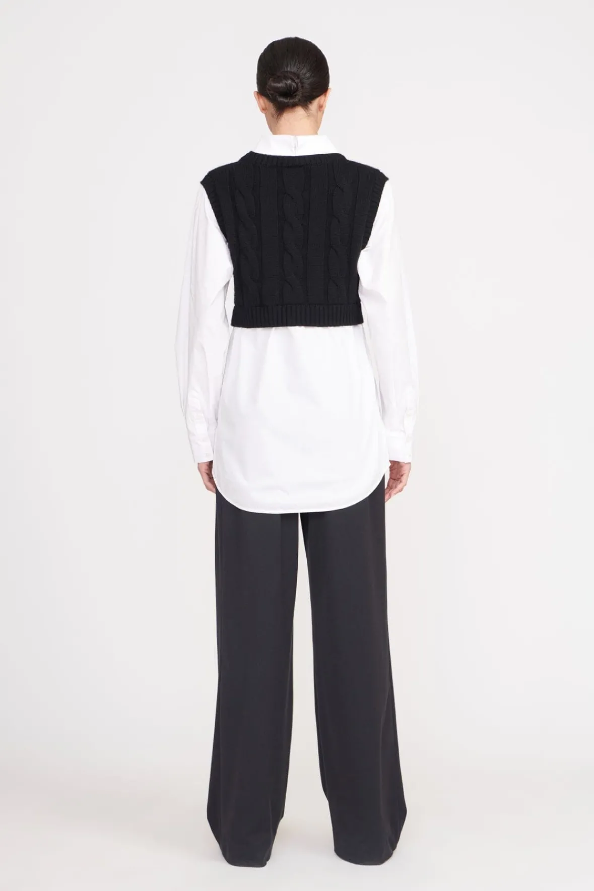 STAUD Tops<COOPER TOP BLACK WHITE