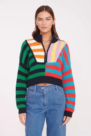 STAUD Best Sellers | Knits<CROPPED HAMPTON SWEATER  CABANA STRIPE MULTI