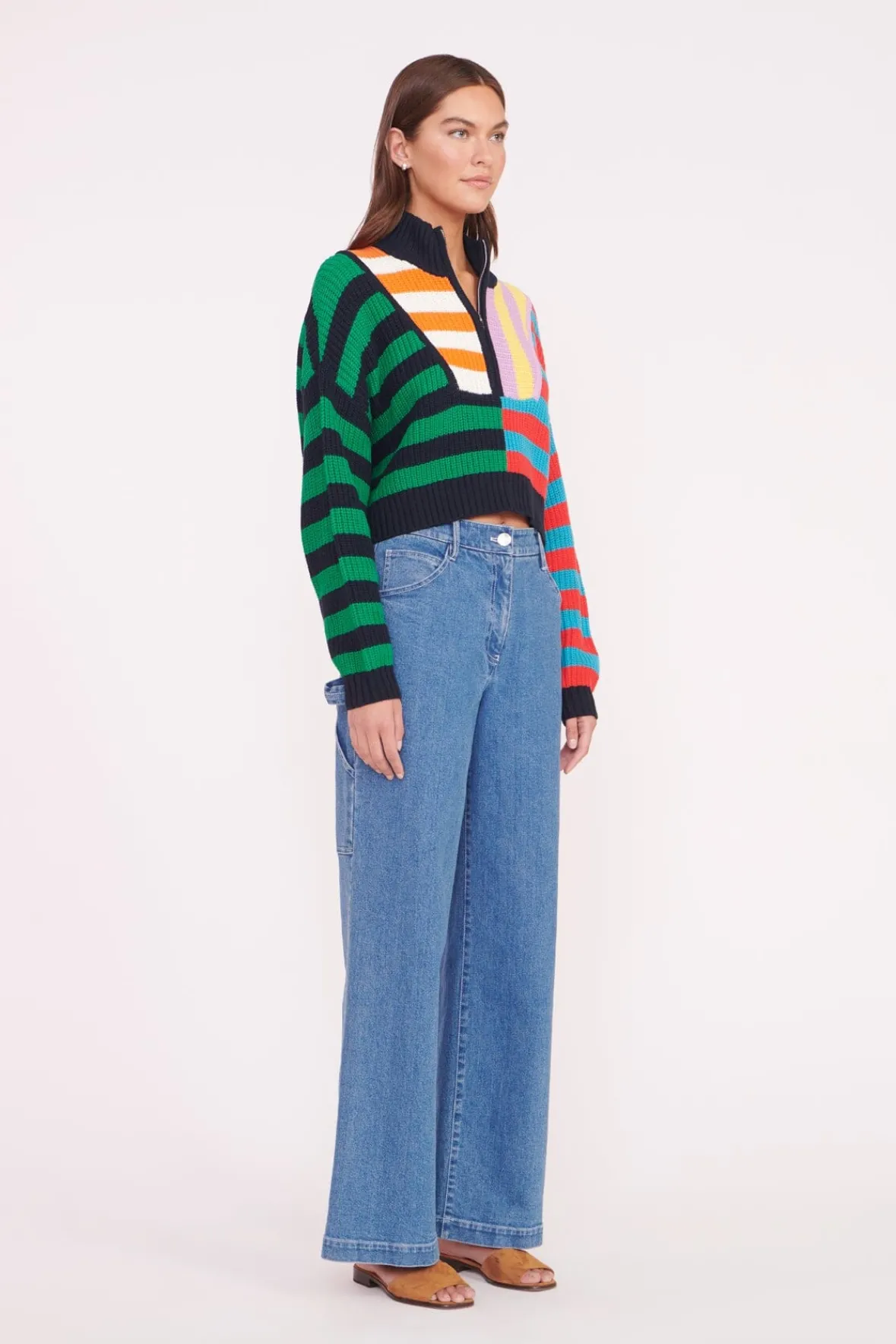 STAUD Best Sellers | Knits<CROPPED HAMPTON SWEATER CABANA STRIPE MULTI