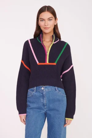 STAUD Best Sellers | Knits<CROPPED HAMPTON SWEATER NAVY MULTI