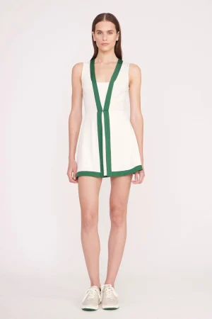 STAUD STAUD Court | Dresses<CROSS-COURT DRESS  IVORY COURT GREEN