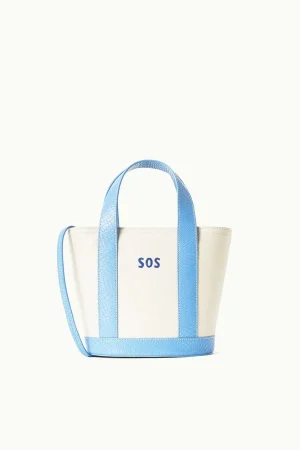 STAUD Pet Handbags | Custom Handbags<CUSTOM MONOGRAM ALLORA MINI TOTE CREAM BLUE