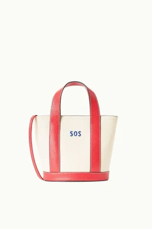 STAUD Pet Handbags | Custom Handbags<CUSTOM MONOGRAM ALLORA MINI TOTE CREAM RED ROSE