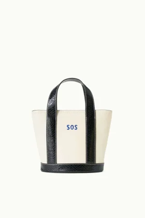 STAUD Pet Handbags | Custom Handbags<CUSTOM MONOGRAM ALLORA MINI TOTE CREAM BLACK