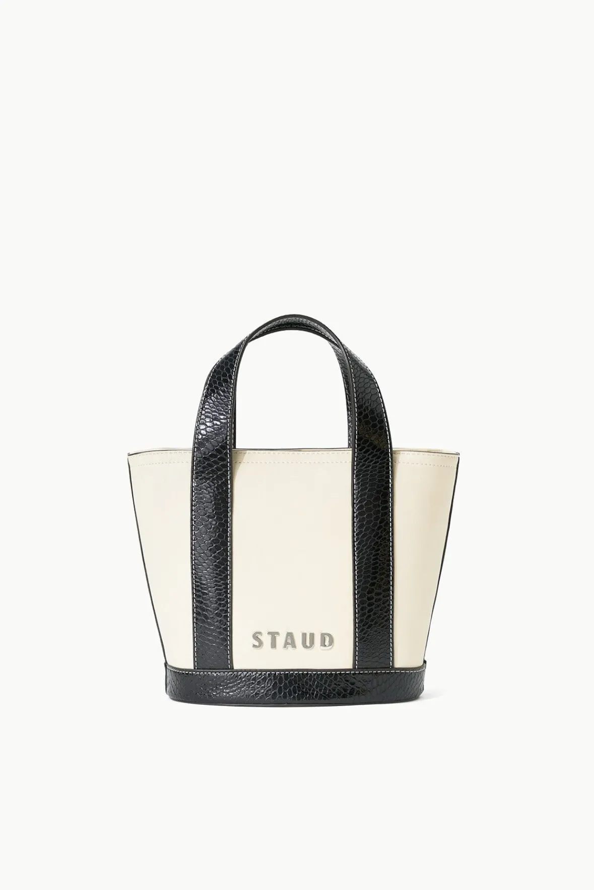 STAUD Pet Handbags | Custom Handbags<CUSTOM MONOGRAM ALLORA MINI TOTE CREAM BLACK