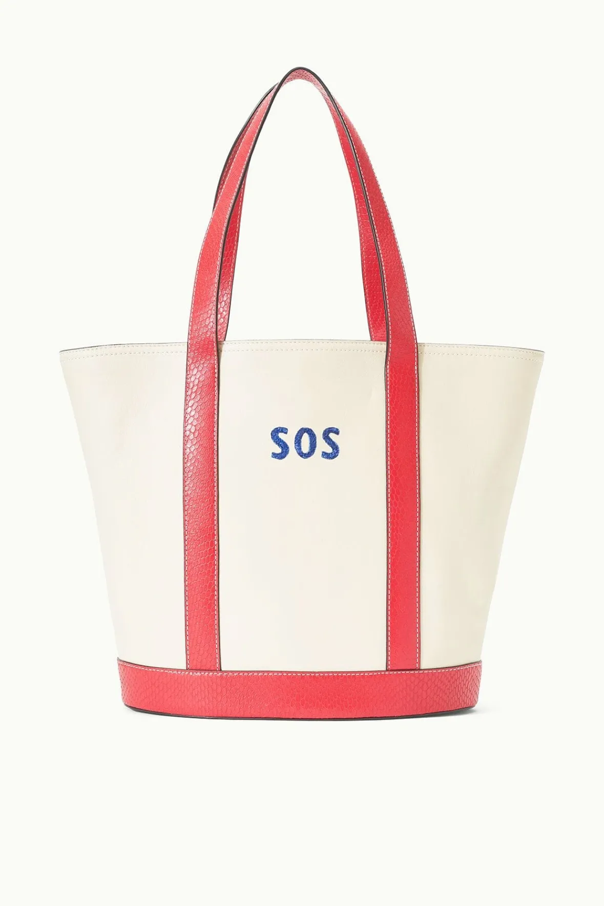 STAUD Pet Handbags | Custom Handbags<CUSTOM MONOGRAM ALLORA TOTE CREAM RED ROSE