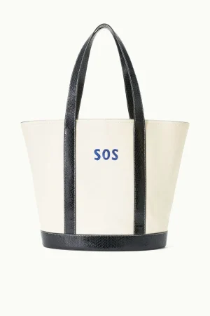 STAUD Pet Handbags | Custom Handbags<CUSTOM MONOGRAM ALLORA TOTE CREAM BLACK