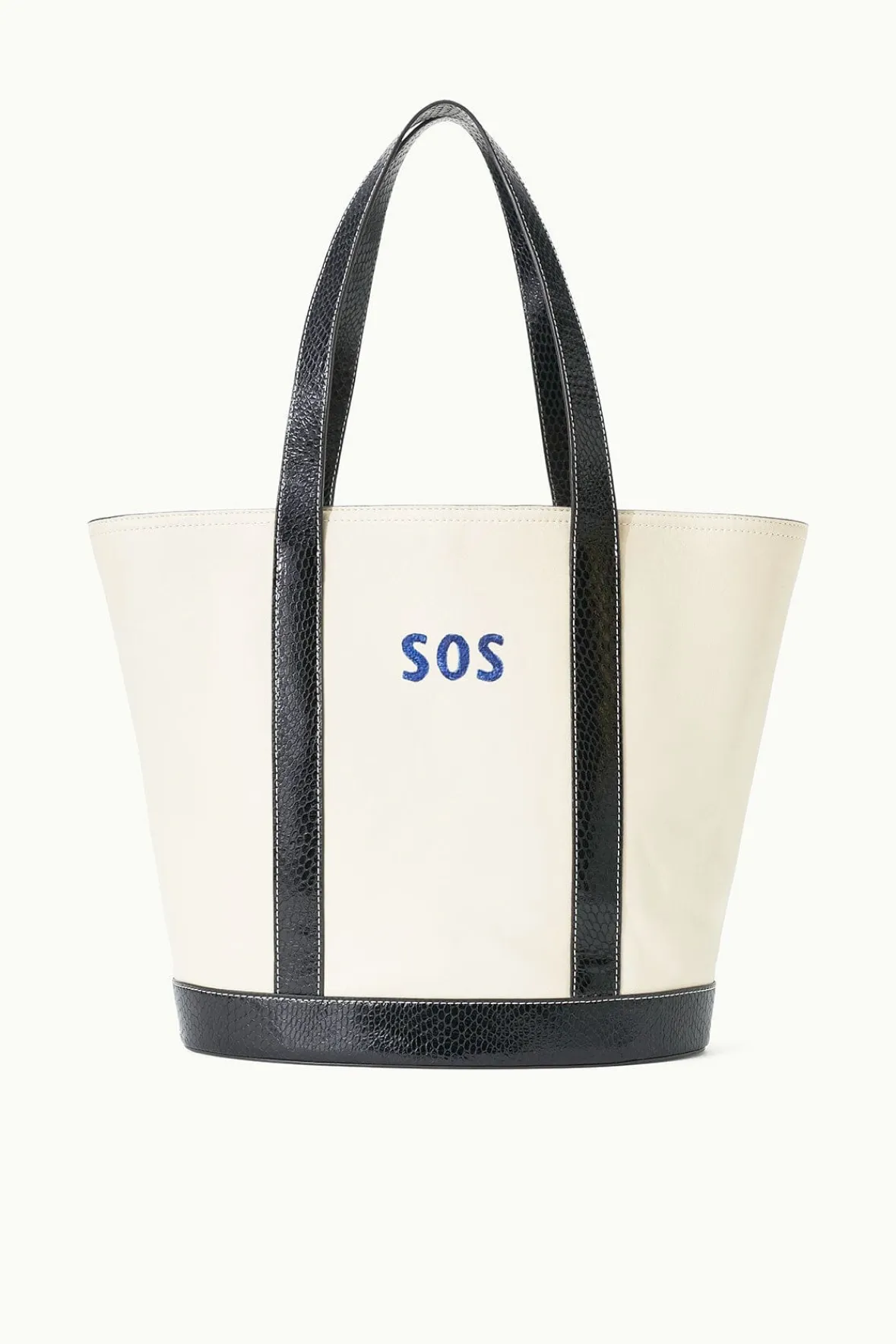 STAUD Pet Handbags | Custom Handbags<CUSTOM MONOGRAM ALLORA TOTE CREAM BLACK