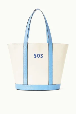 STAUD Totes | Pet Handbags<CUSTOM MONOGRAM ALLORA TOTE CREAM BLUE