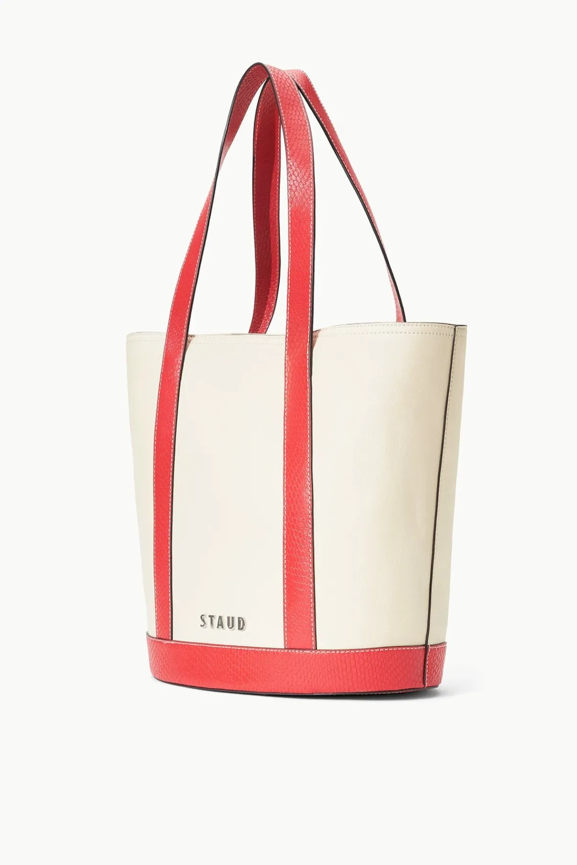STAUD Pet Handbags | Custom Handbags<CUSTOM MONOGRAM ALLORA TOTE CREAM RED ROSE