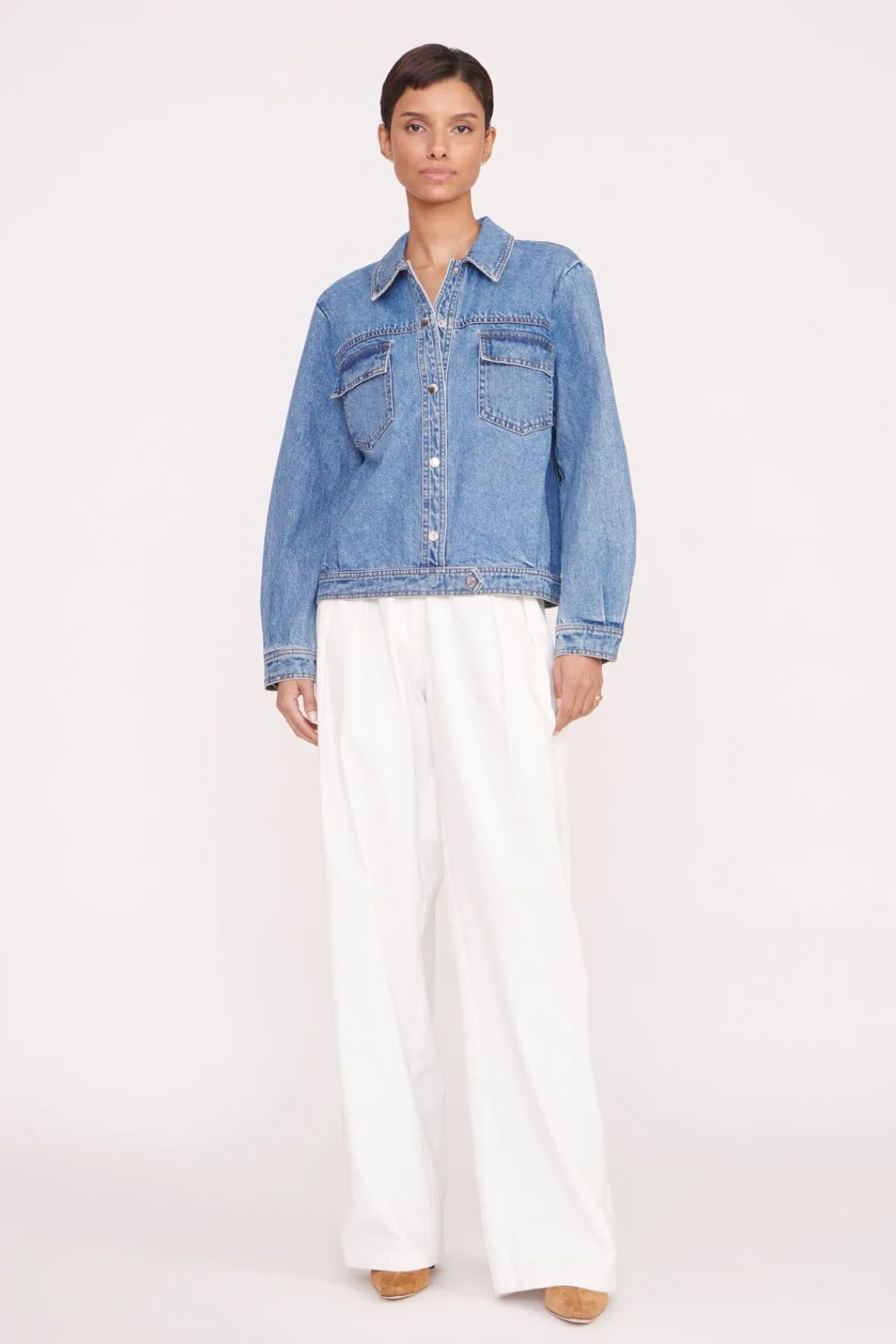 STAUD Pet Ready To Wear | Outerwear & Jackets<CUSTOM x C.BONZ OVERSIZED RYAN DENIM JACKET MEDIUM WASH