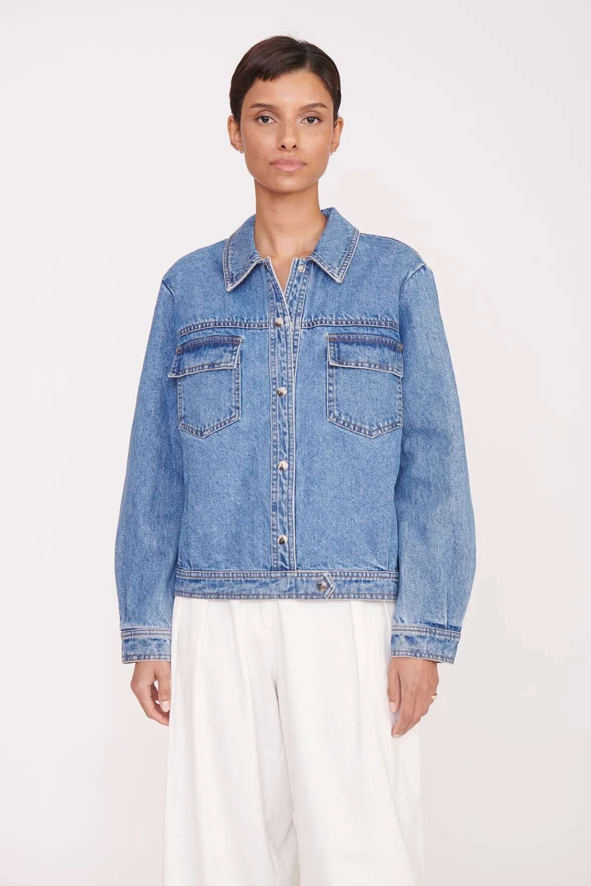 STAUD Pet Ready To Wear | Outerwear & Jackets<CUSTOM x C.BONZ OVERSIZED RYAN DENIM JACKET MEDIUM WASH