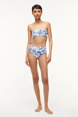 STAUD Bikinis<DEVON HIGH RISE BIKINI BOTTOM  BLUE TOILE