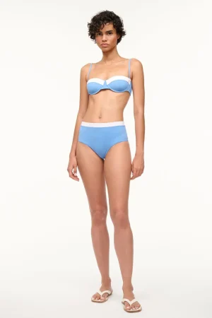STAUD Bikinis<DEVON HIGH RISE BIKINI BOTTOM AZURE WHITE