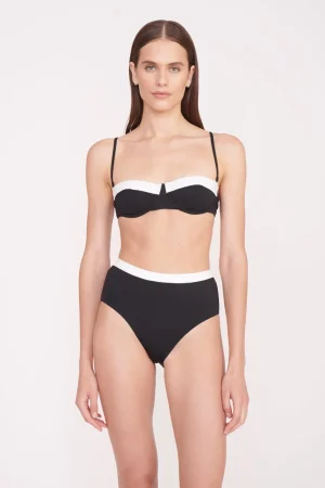 STAUD Bikinis<DEVON HIGH RISE BIKINI BOTTOM BLACK WHITE