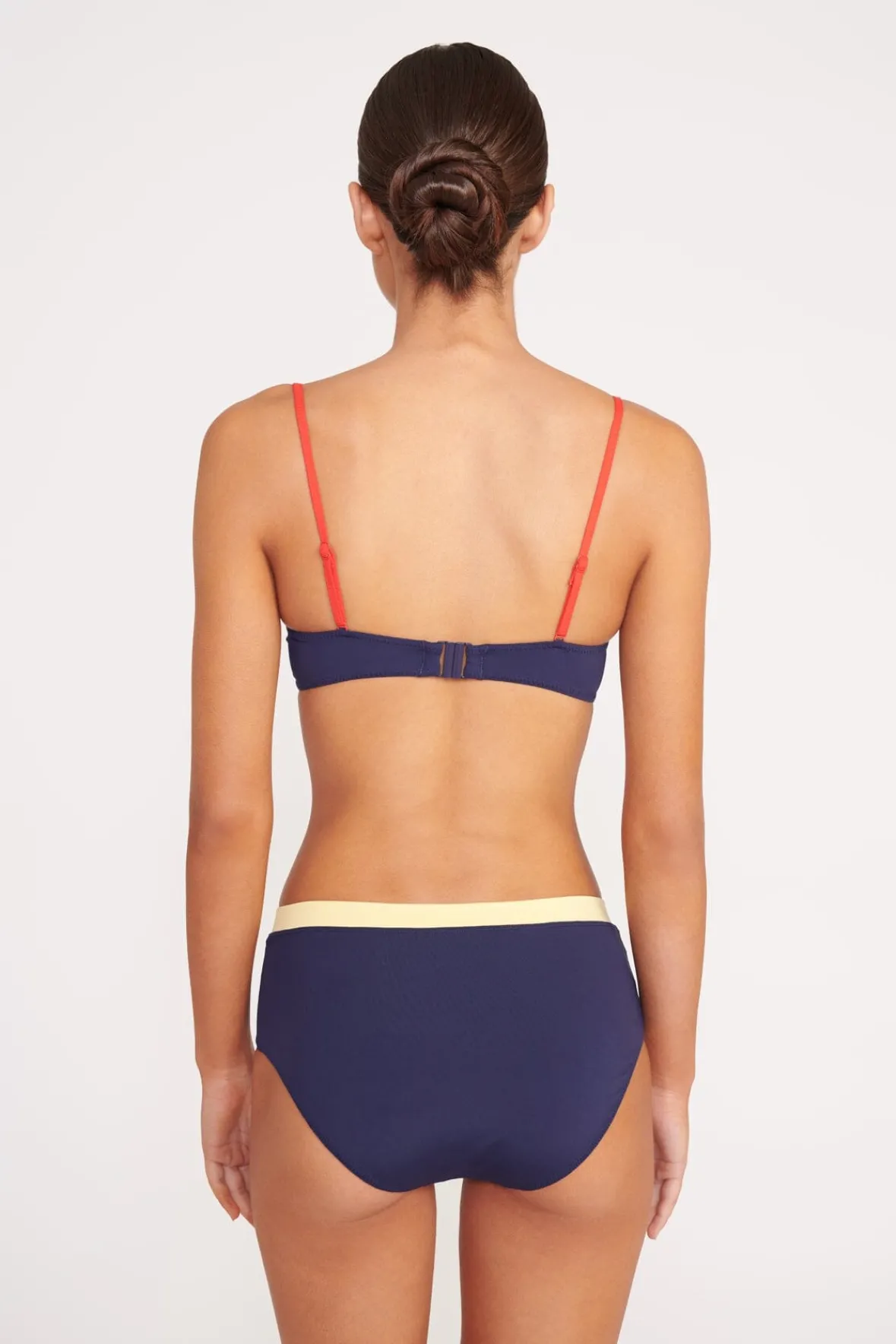 STAUD Bikinis<DEVON HIGH RISE BIKINI BOTTOM NAVY COLORBLOCK