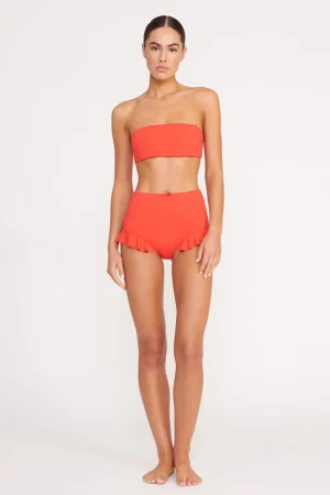 STAUD Bikinis<FLOURISH HIGH RISE BIKINI BOTTOM  RED ROSE