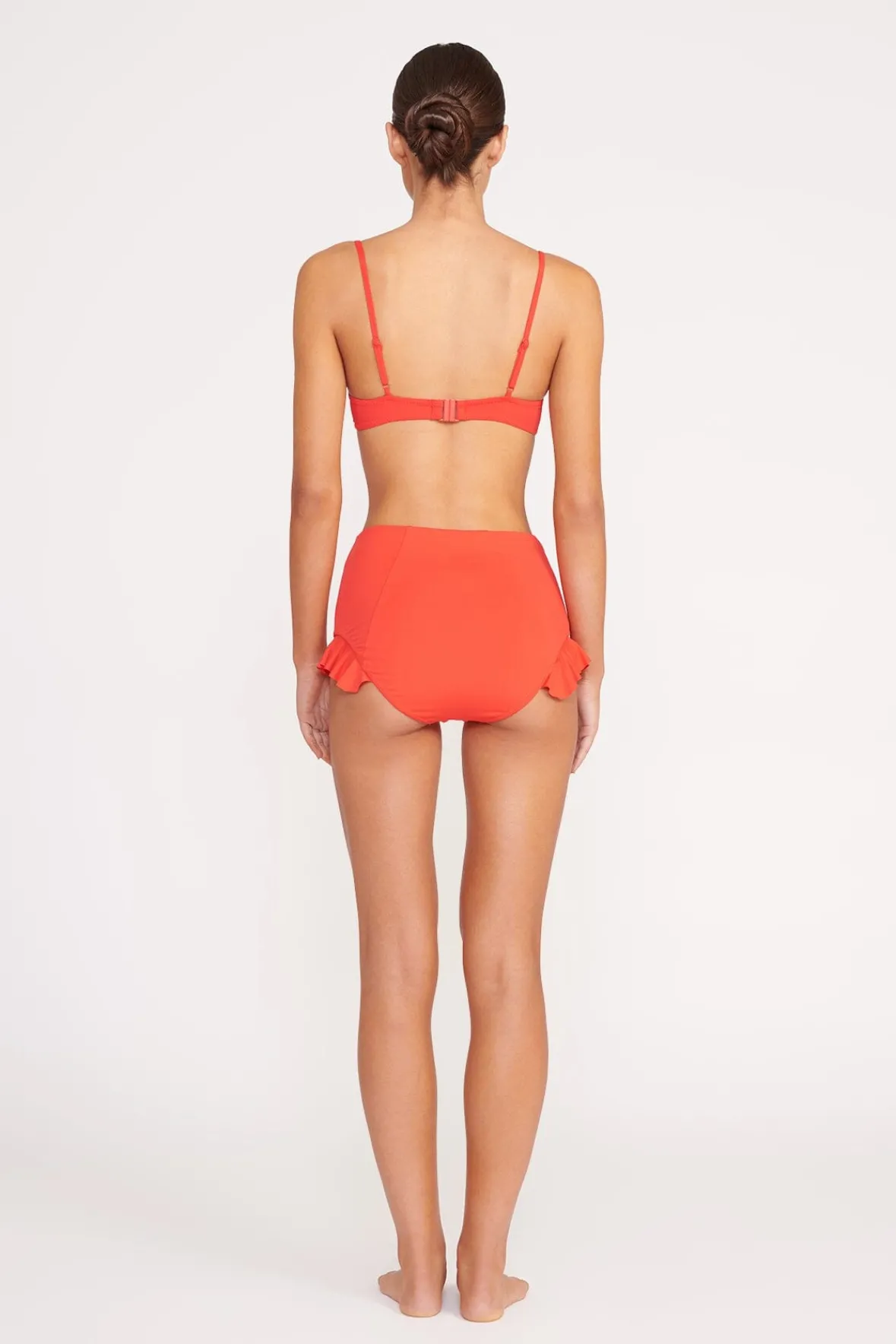 STAUD Bikinis<FLOURISH HIGH RISE BIKINI BOTTOM RED ROSE