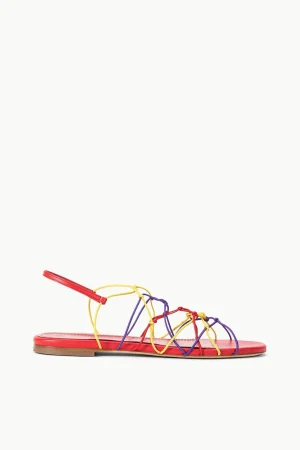 STAUD Sandals<GIO KNOT SANDAL  RED ROSE MULTI