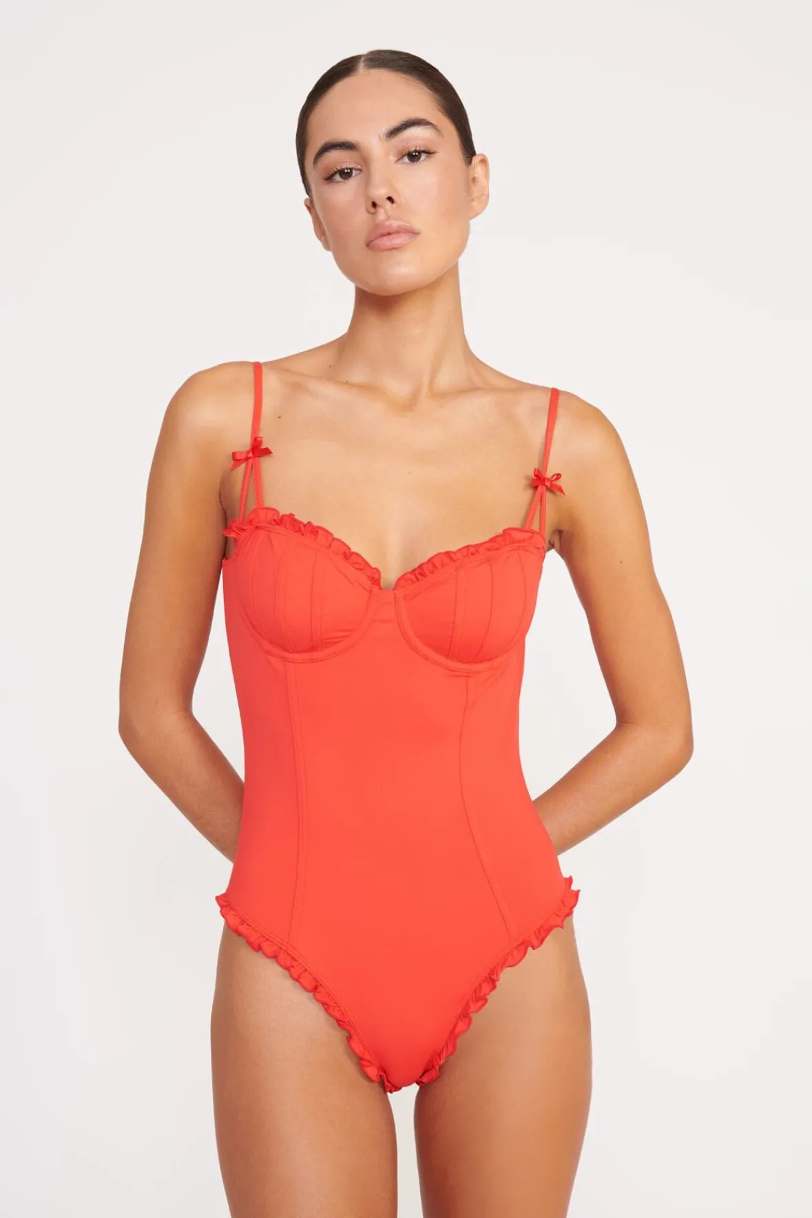 STAUD One Pieces<GOSSAMER ONE PIECE RED ROSE
