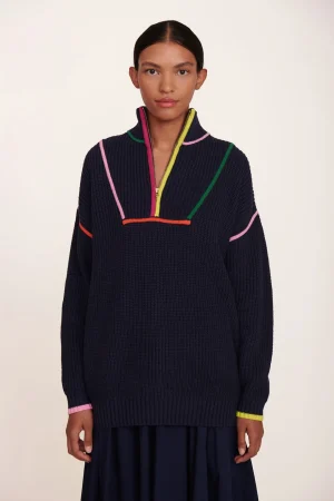 STAUD Knits<HAMPTON SWEATER NAVY MULTI