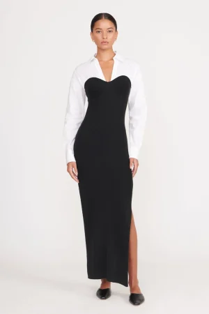 STAUD Dresses<HAZEL DRESS BLACK WHITE