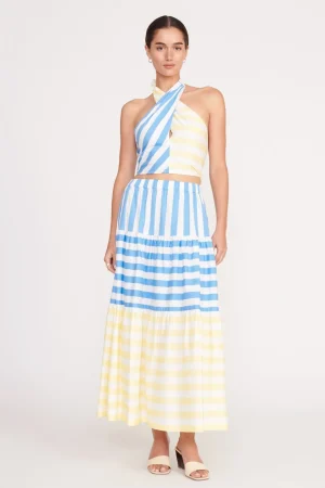 STAUD Poplin Shop | Skirts<IDALINO SKIRT  BUTTERCUP SEASHORE STRIPE