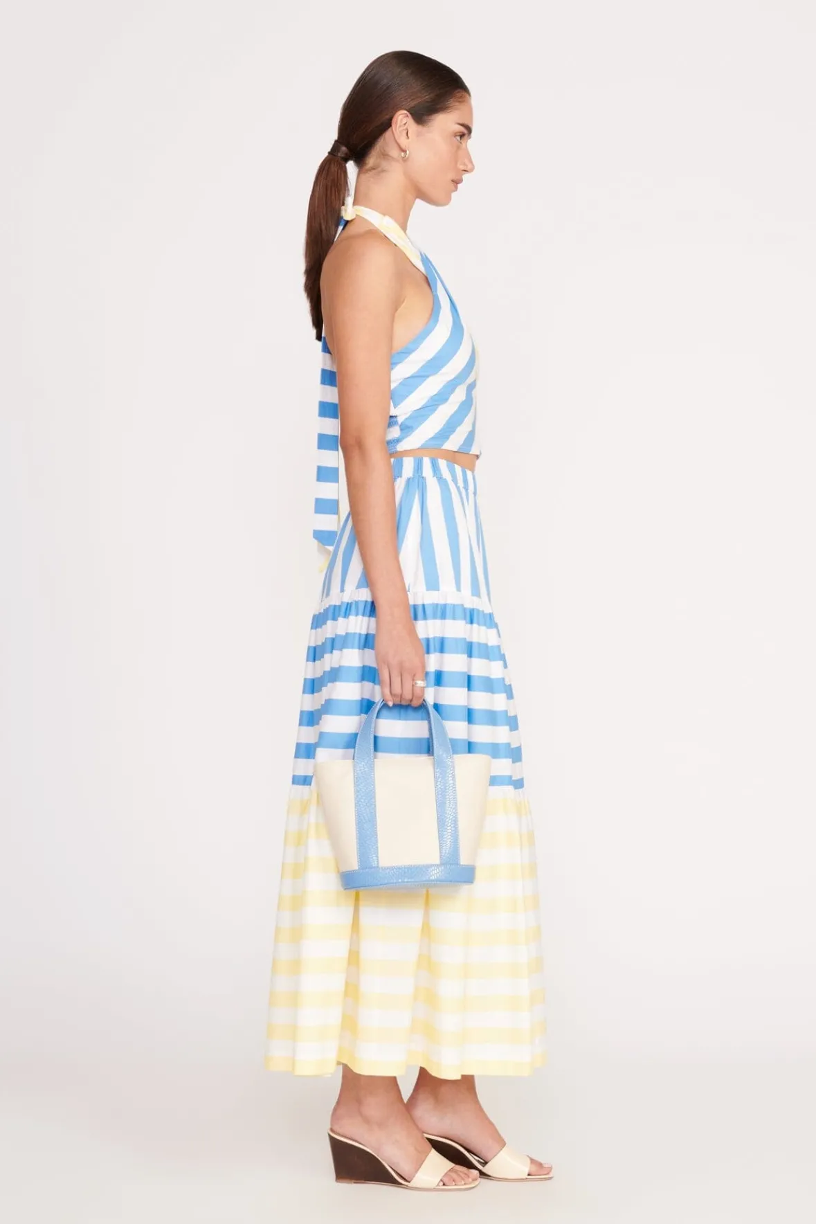 STAUD Poplin Shop | Skirts<IDALINO SKIRT BUTTERCUP SEASHORE STRIPE