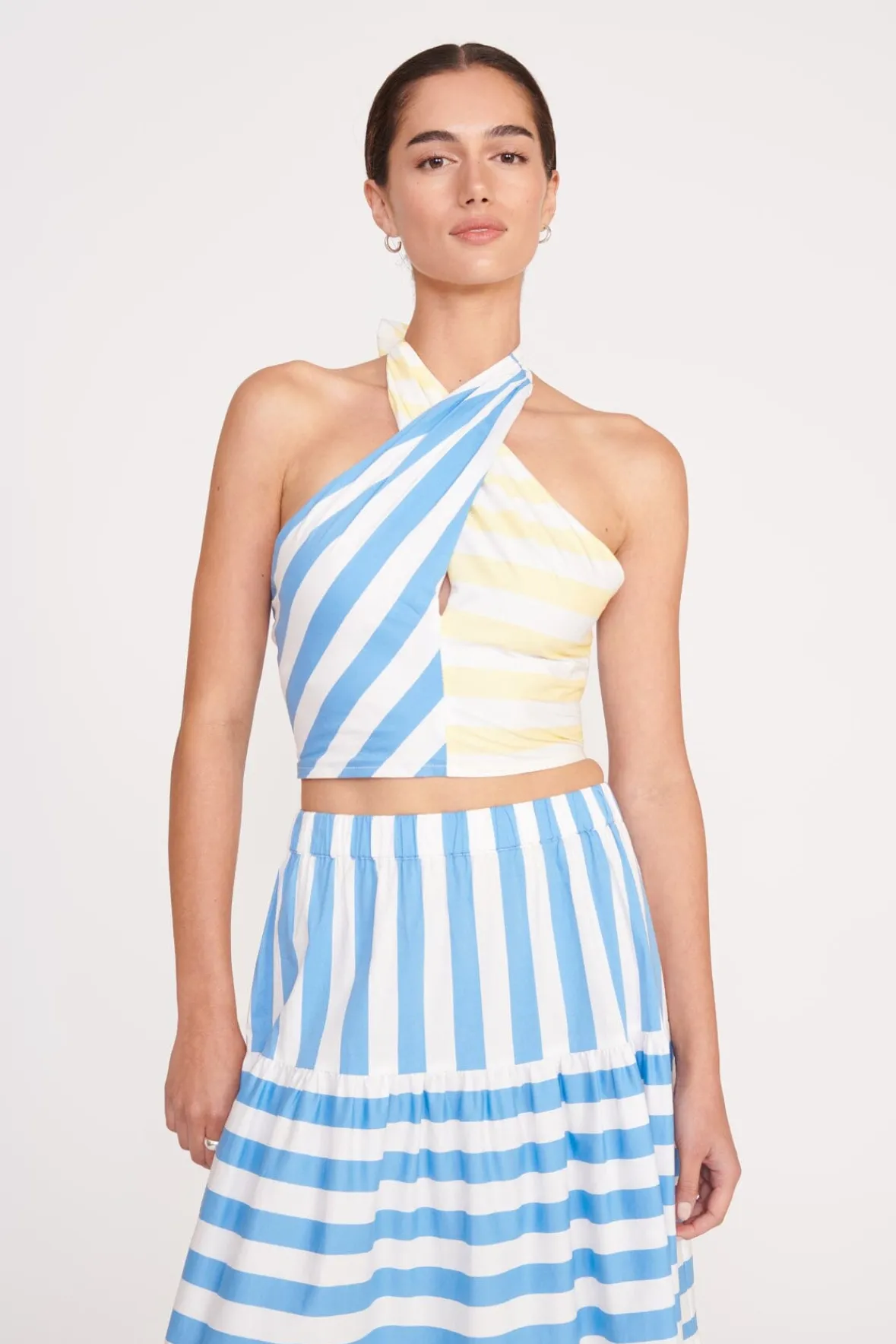 STAUD Poplin Shop | Skirts<IDALINO SKIRT BUTTERCUP SEASHORE STRIPE