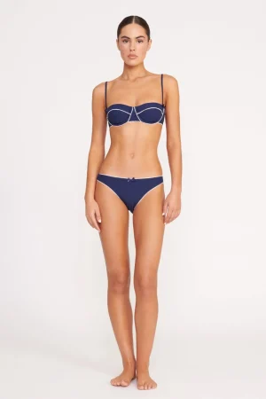 STAUD Bikinis<JO BALCONETTE BIKINI TOP NAVY WHITE
